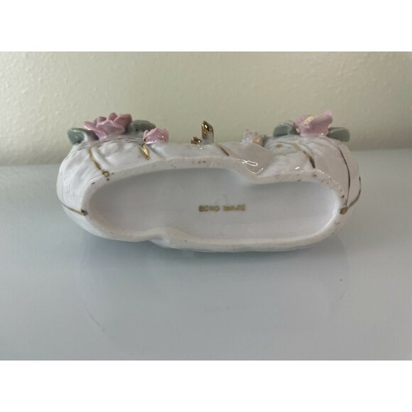 Vintage Bond Ware Double Planter, Lady Holding Bird, Ceramic, Home Decor - Picture 8 of 12